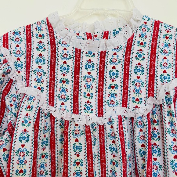 Lanz of Salzburg Womens Classic Flannel Tyrolean Cotton Eyelet Nightgown - Picture 7 of 11